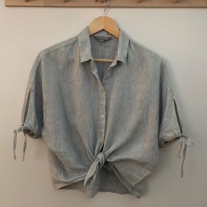 Cropped boyfriend Linen size small shirt